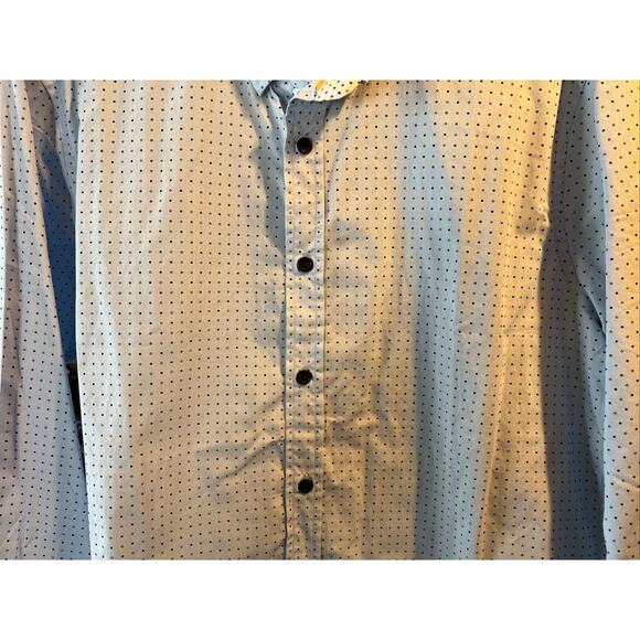 Level Ten Men's L Blue Polka Dot Button Down Long Sleeve Cotton Shirt - Picture 11 of 16
